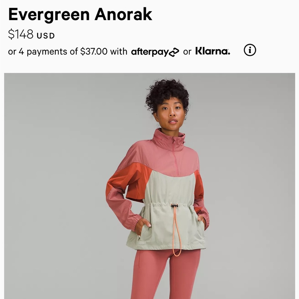 COPY - Lululemon Evergreen Anorak size 4